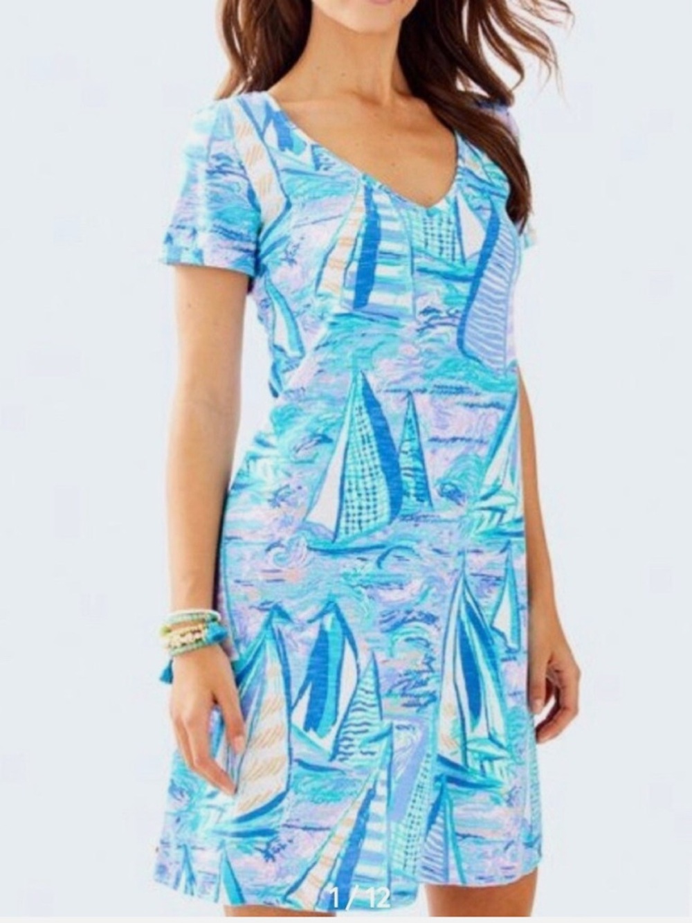 Lilly Pulitzer Jessica Dress Small Aboat Time Nautical Beach Vacation V-neck